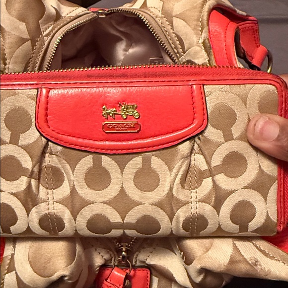 2 Piece Bundle Coach Madison Maggie Op Art Signature Jacquard Bag AND Wallet - Picture 9 of 9